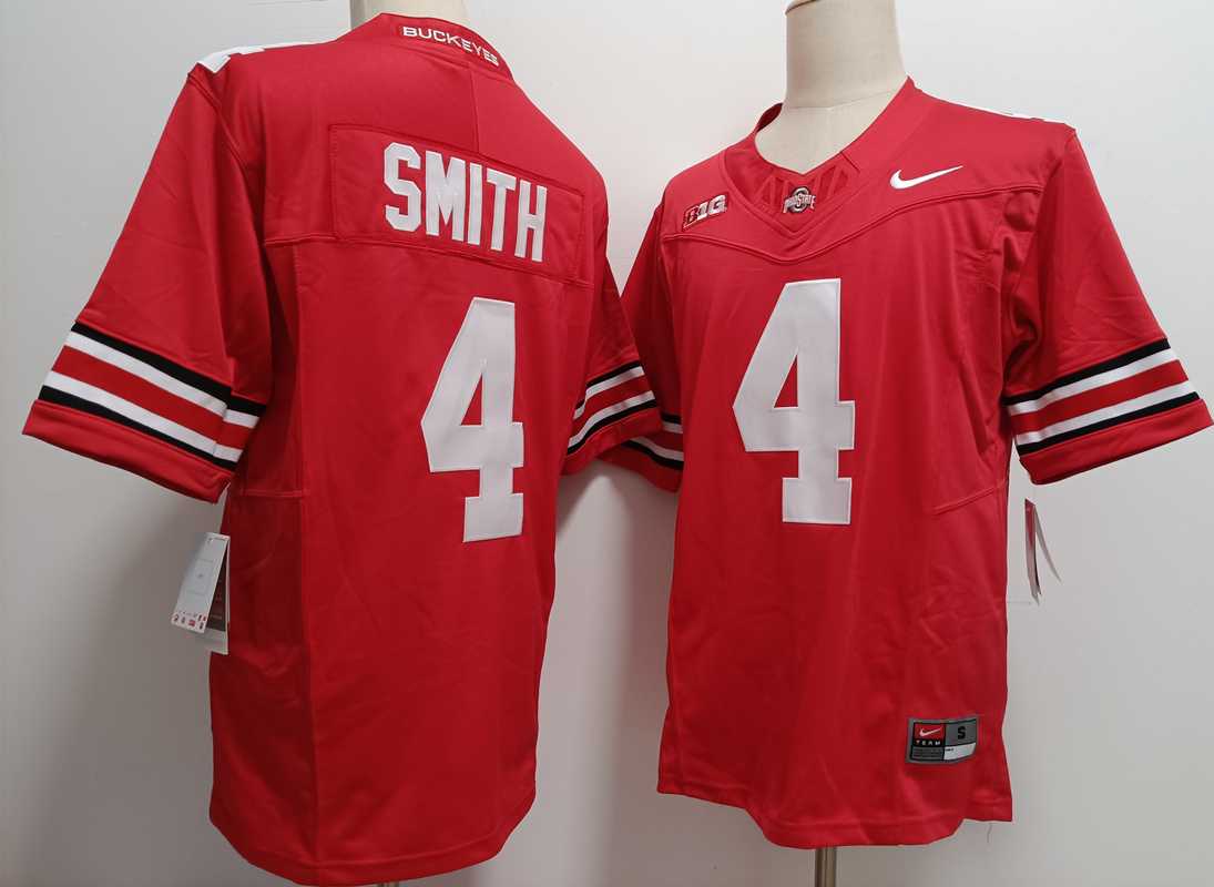 Men%27s Ohio State Buckeyes #4 Jeremiah Smith Red FUSE College Stitched Jersey